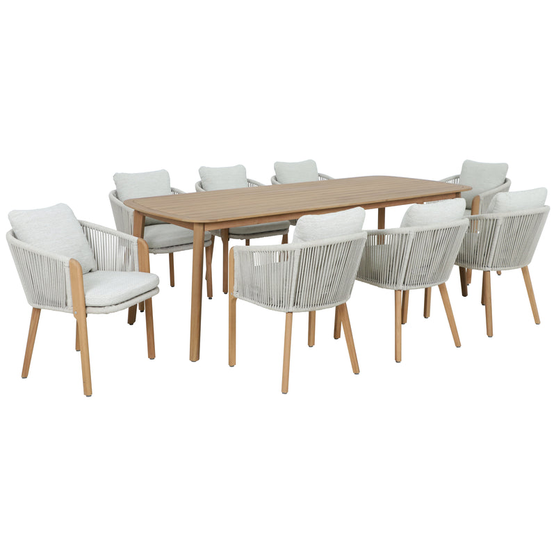 Cargue la imagen en el visor de la galería, Comedor Curve 2.3M + 8 silla Curve color natural - HUC38719-CURV8