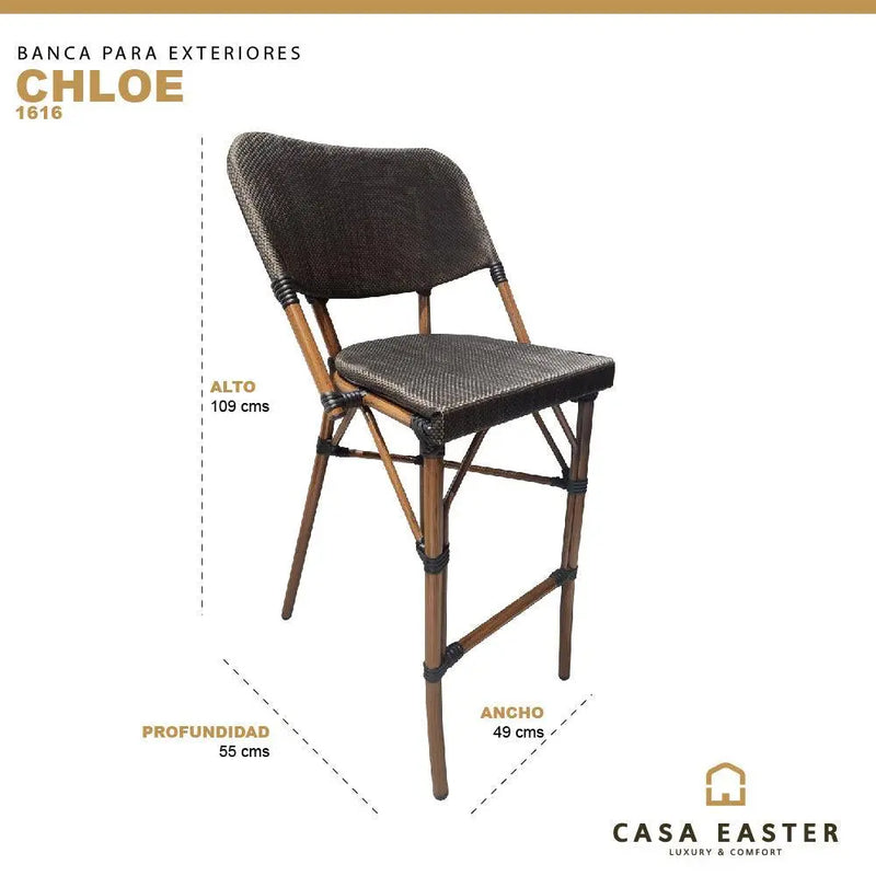 Cargue la imagen en el visor de la galería, Silla de Rattan Alta para Exterior e Interior Color Carbon/ Cafe CHLOE -1616