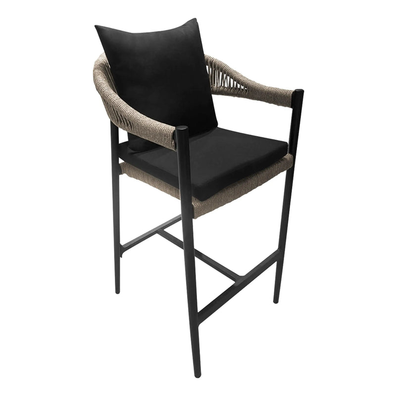 Cargue la imagen en el visor de la galería, Silla Alta para para Exterior e Interior de Aluminio Color Negro/Cafe LILIAN-2214