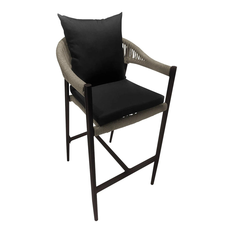 Cargue la imagen en el visor de la galería, Silla Alta para para Exterior e Interior de Aluminio Color Negro/Cafe LILIAN-2214