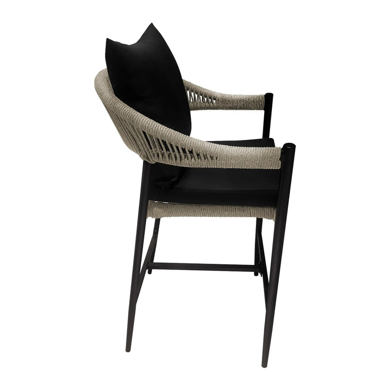 Cargue la imagen en el visor de la galería, Silla Alta para para Exterior e Interior de Aluminio Color Negro/Cafe LILIAN-2214