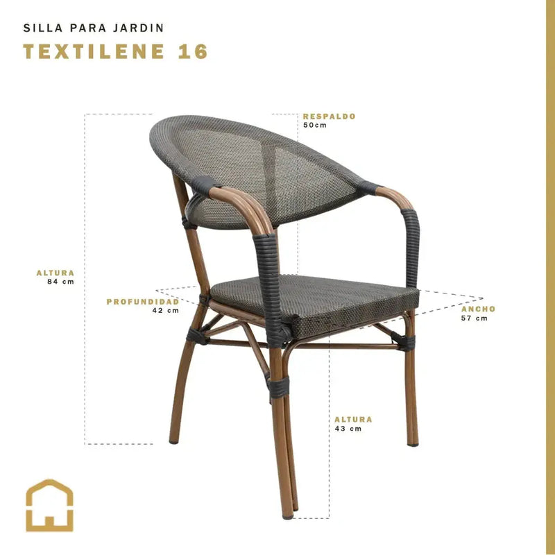 Cargue la imagen en el visor de la galería, Silla de Textileno para interior y exterior Color Carbon/Cafe TEXTILENE - W16