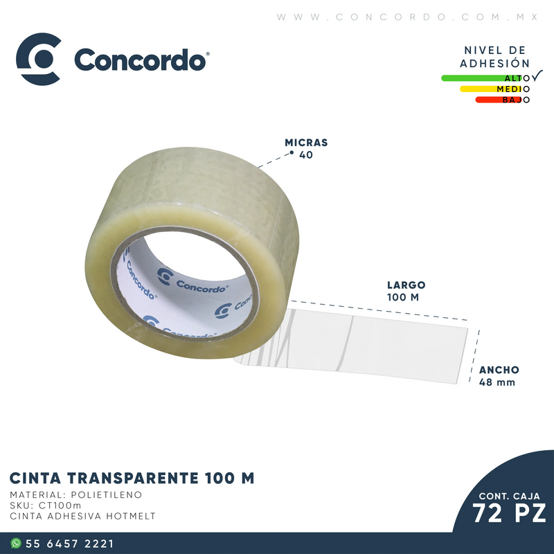 Cargue la imagen en el visor de la galería, Caja De Cinta 100m x 48mm 72pz Color Transparente-CT100m Concordo mx
