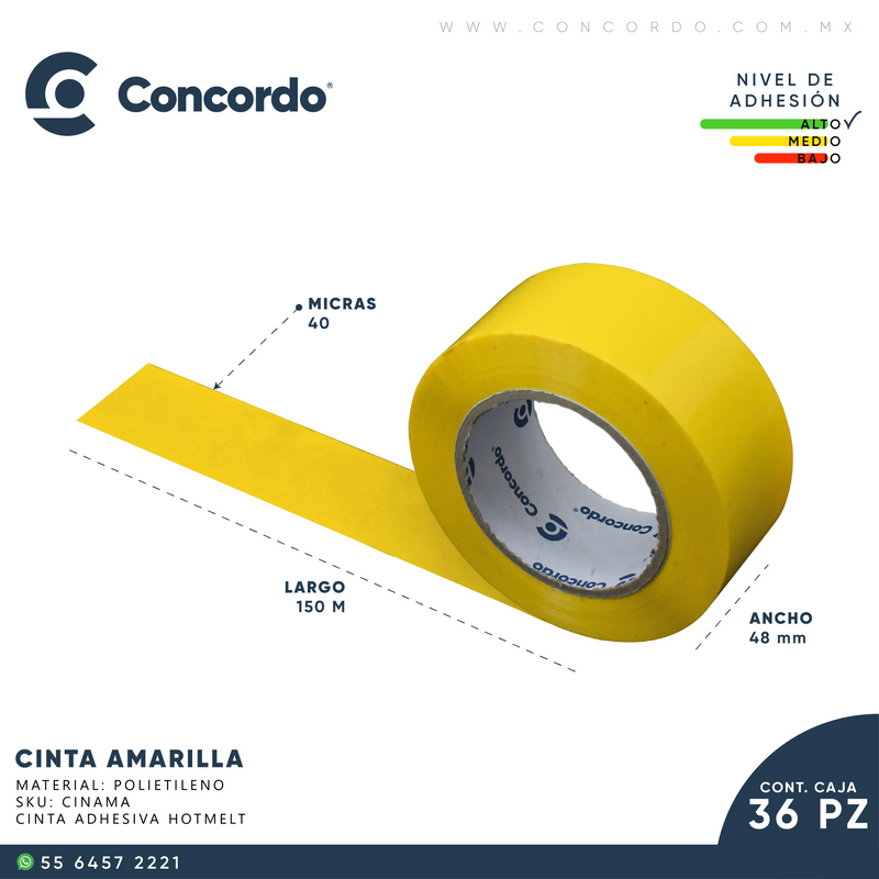 Cargue la imagen en el visor de la galería, Caja De Cinta 150m x 48mm 36pz Color Amarilla-CINAMA Concordo mx