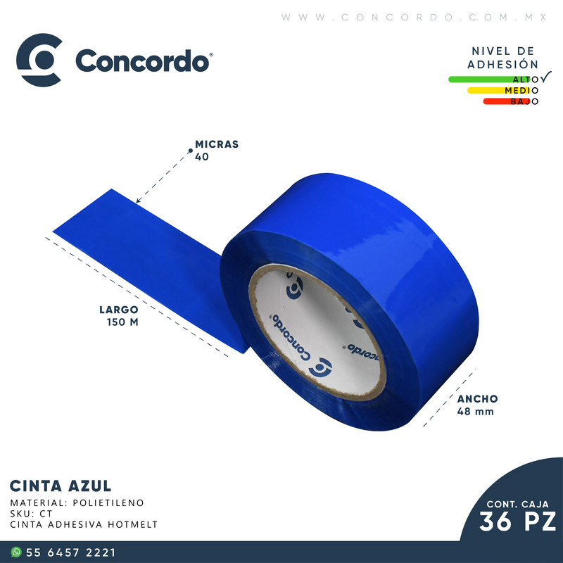Cargue la imagen en el visor de la galería, Caja De Cinta 150m x 48mm 36pz Color Azul-CIRD Concordo mx