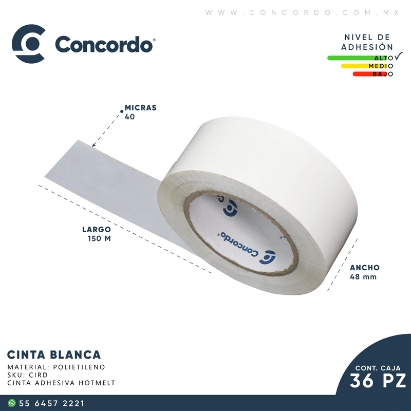 Cargue la imagen en el visor de la galería, Caja De Cinta 150m x 48mm 36pz Color Blanco-CINBL Concordo mx
