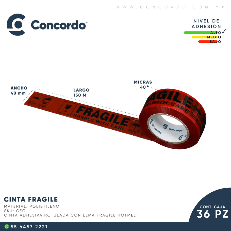 Cargue la imagen en el visor de la galería, Caja De Cinta 150m x 48mm 36pz Color Fragile-CFG Concordo mx