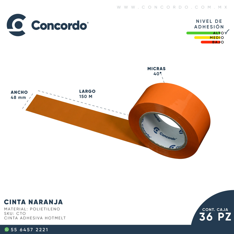 Cargue la imagen en el visor de la galería, Caja De Cinta 150m x 48mm 36pz Color Naranja-CTO Concordo mx