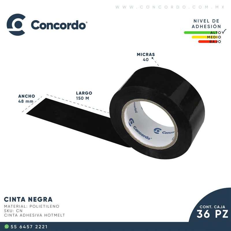 Cargue la imagen en el visor de la galería, Caja De Cinta 150m x 48mm 36pz Color Negra-CN Concordo mx