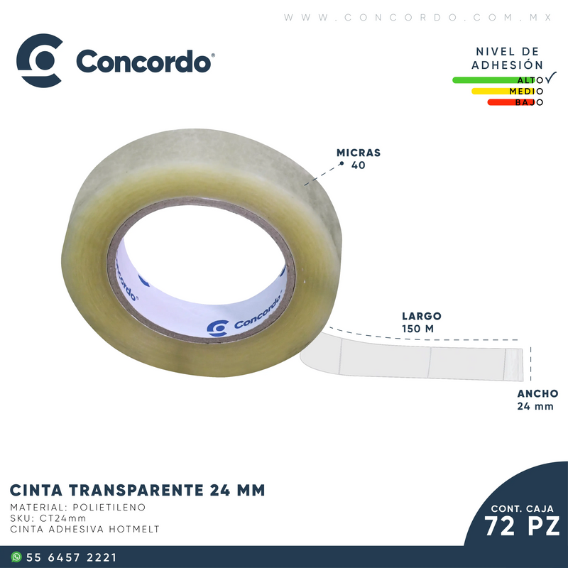 Cargue la imagen en el visor de la galería, Caja De Cinta 24mm x 150m 72pz Color Transparente-CT24mm Concordo mx