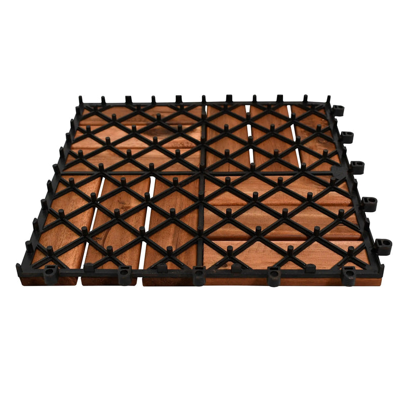 Cargue la imagen en el visor de la galería, Caja de 10 pz-Piso Modular de madera Acacia Color Brown-12slats-866