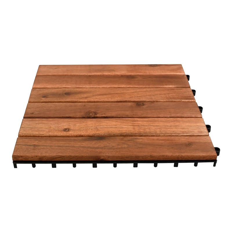Cargue la imagen en el visor de la galería, Caja de 10 pz-Piso Modular de madera Acacia Color Brown 6slats-866