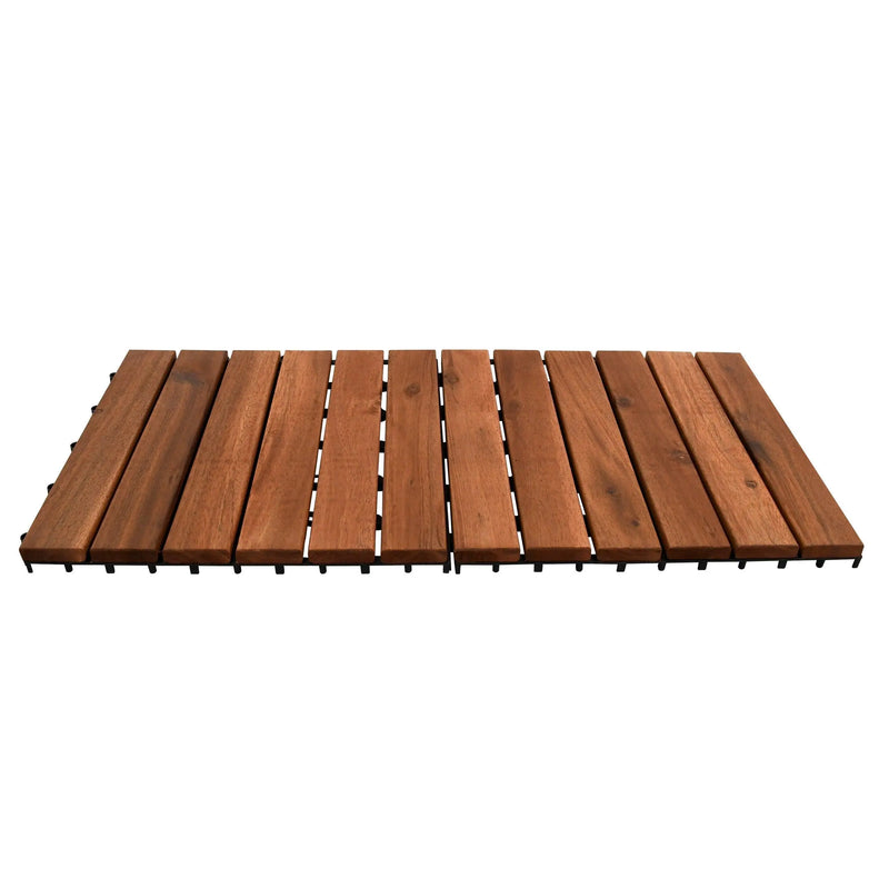 Cargue la imagen en el visor de la galería, Caja de 10 pz-Piso Modular de madera Acacia Color Brown 6slats-866