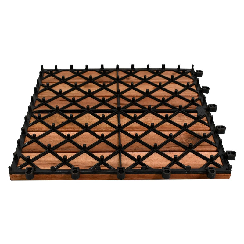 Cargue la imagen en el visor de la galería, Caja de 10 pz-Piso Modular de madera Acacia Color Brown 6slats-866