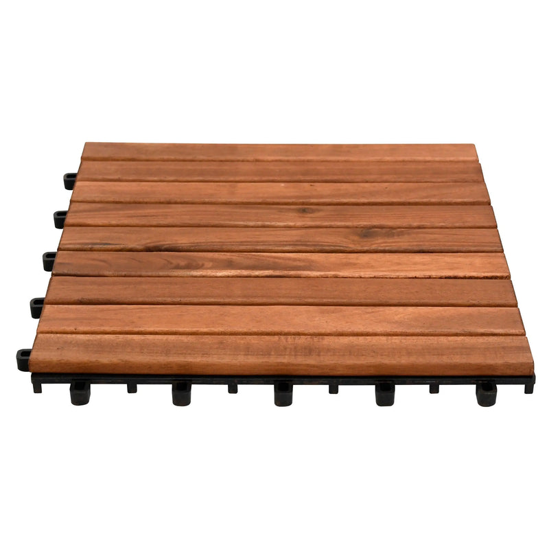 Cargue la imagen en el visor de la galería, Caja de 10 pz-Piso Modular de madera Acacia Color Brown- 9slats/866