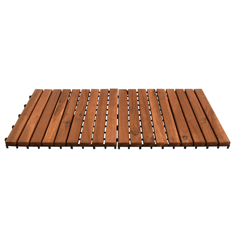 Cargue la imagen en el visor de la galería, Caja de 10 pz-Piso Modular de madera Acacia Color Brown- 9slats/866