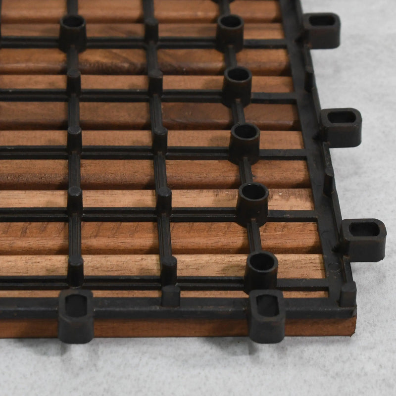 Cargue la imagen en el visor de la galería, Caja de 10 pz-Piso Modular de madera Acacia Color Brown- 9slats/866