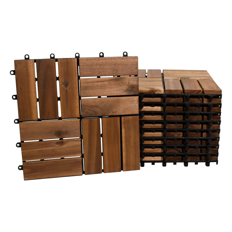 Cargue la imagen en el visor de la galería, Caja de 10 pz-Piso Modular de madera Acacia Color Natural 12 slats/511/910