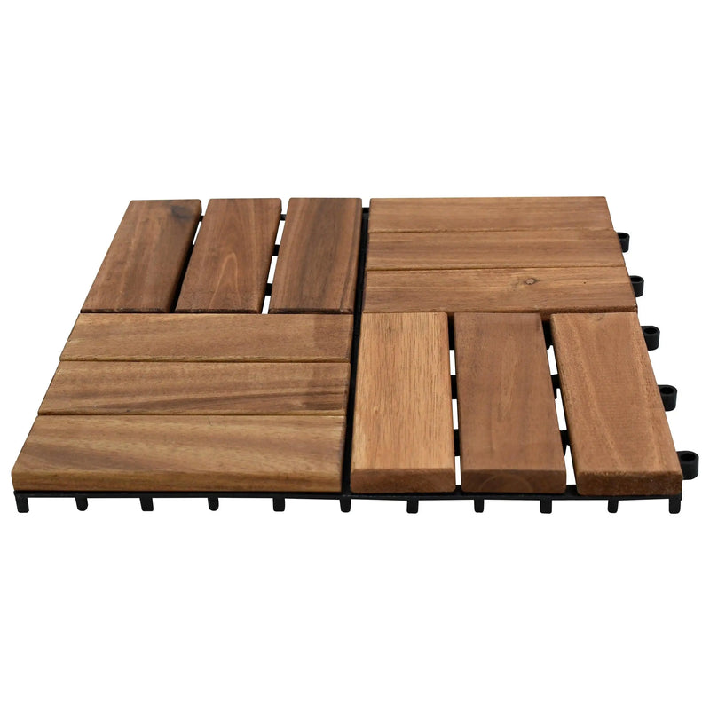 Cargue la imagen en el visor de la galería, Caja de 10 pz-Piso Modular de madera Acacia Color Natural 12 slats/511/910