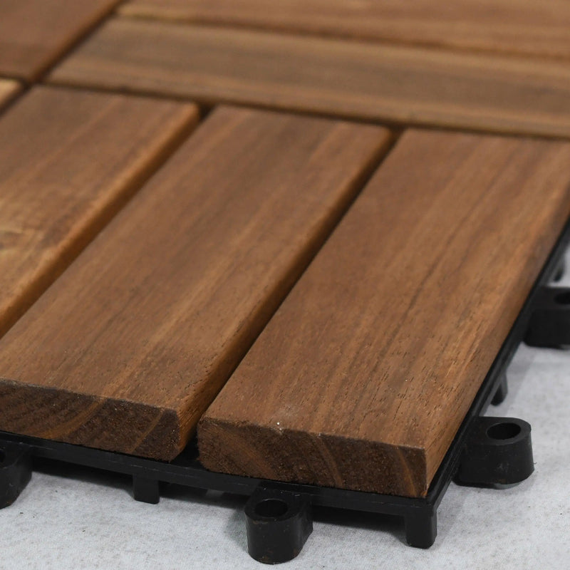 Cargue la imagen en el visor de la galería, Caja de 10 pz-Piso Modular de madera Acacia Color Natural 12 slats/511/910