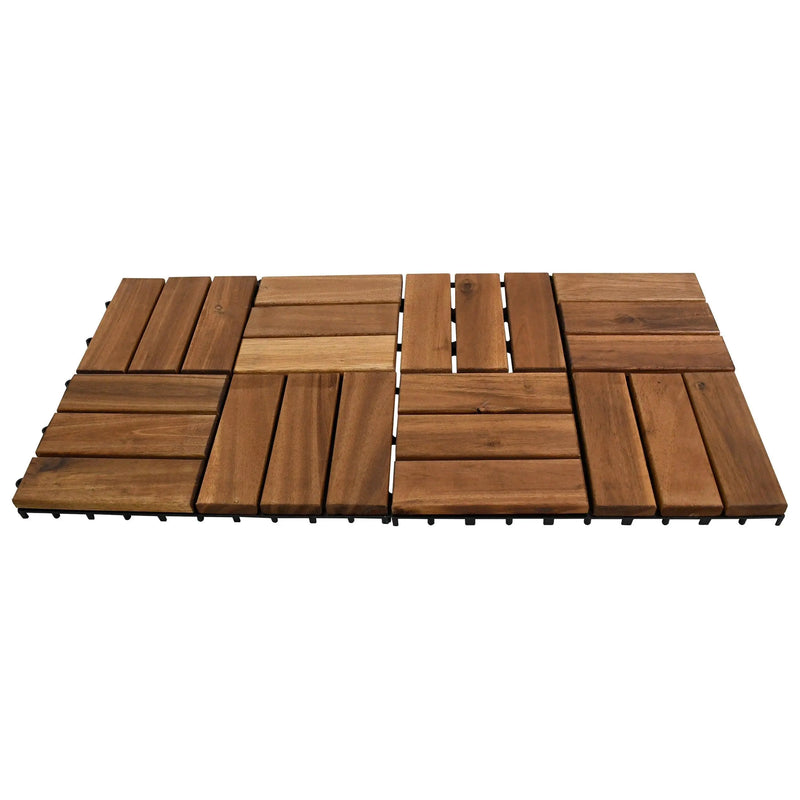Cargue la imagen en el visor de la galería, Caja de 10 pz-Piso Modular de madera Acacia Color Natural 12 slats/511/910