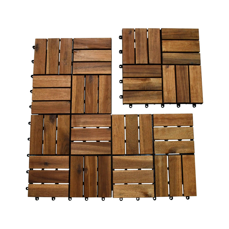 Cargue la imagen en el visor de la galería, Caja de 10 pz-Piso Modular de madera Acacia Color Natural 12 slats/511/910