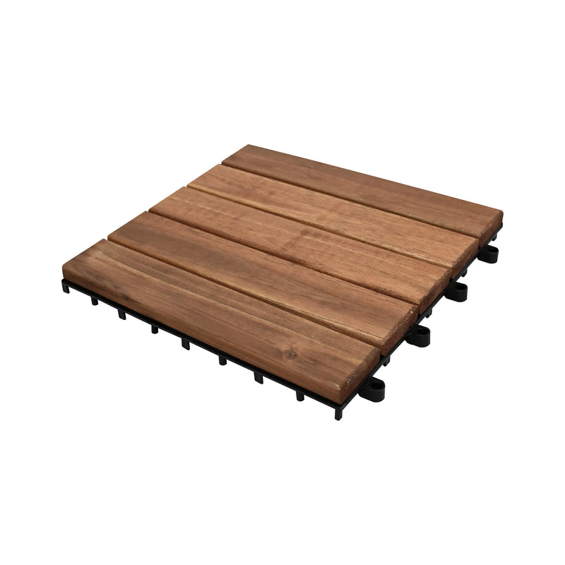 Cargue la imagen en el visor de la galería, Caja de 10 pz-Piso Modular de madera Acacia Color Natural -5slats-910 CasaEaster