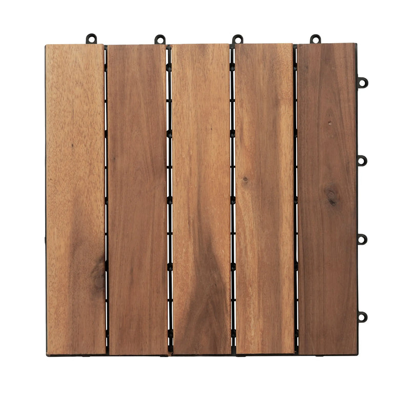 Cargue la imagen en el visor de la galería, Caja de 10 pz-Piso Modular de madera Acacia Color Natural -5slats-910 CasaEaster