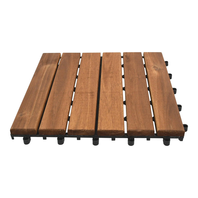 Cargue la imagen en el visor de la galería, Caja de 10 pz-Piso Modular de madera Acacia Color Natural 6slats/511