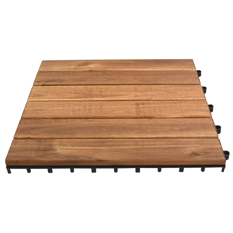 Cargue la imagen en el visor de la galería, Caja de 10 pz-Piso Modular de madera Acacia Color Natural 6slats/511
