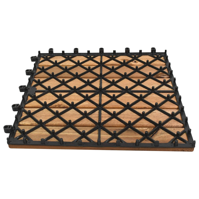 Cargue la imagen en el visor de la galería, Caja de 10 pz-Piso Modular de madera Acacia Color Natural 6slats/511