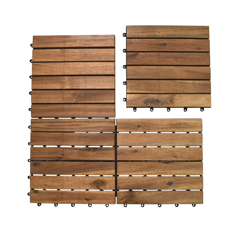 Cargue la imagen en el visor de la galería, Caja de 10 pz-Piso Modular de madera Acacia Color Natural 6 slats-511 CasaEaster