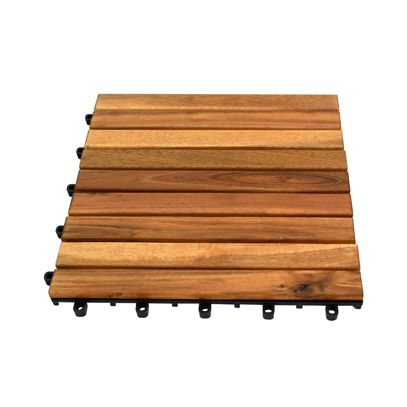 Cargue la imagen en el visor de la galería, Caja de 10 pz-Piso Modular de madera Acacia Color Natural 9slats/511