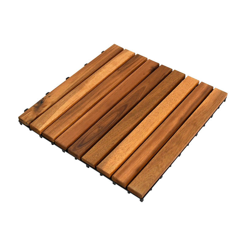 Cargue la imagen en el visor de la galería, Caja de 10 pz-Piso Modular de madera Acacia Color Natural 9slats/511