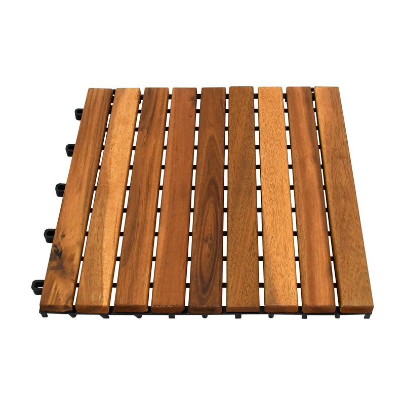 Cargue la imagen en el visor de la galería, Caja de 10 pz-Piso Modular de madera Acacia Color Natural 9slats/511