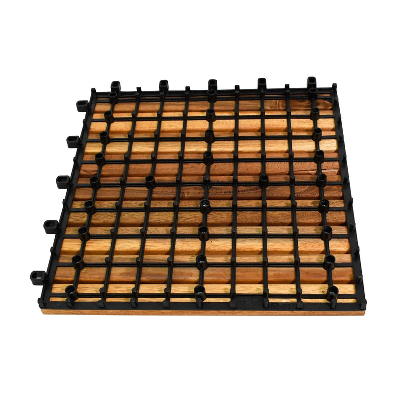 Cargue la imagen en el visor de la galería, Caja de 10 pz-Piso Modular de madera Acacia Color Natural 9slats/511