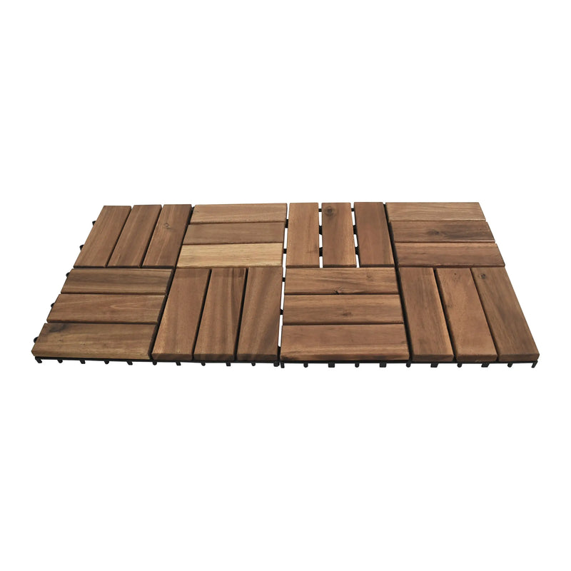 Cargue la imagen en el visor de la galería, Caja de 10 pz-Piso Modular de madera Acacia Color Teca-12slats-810 CasaEaster