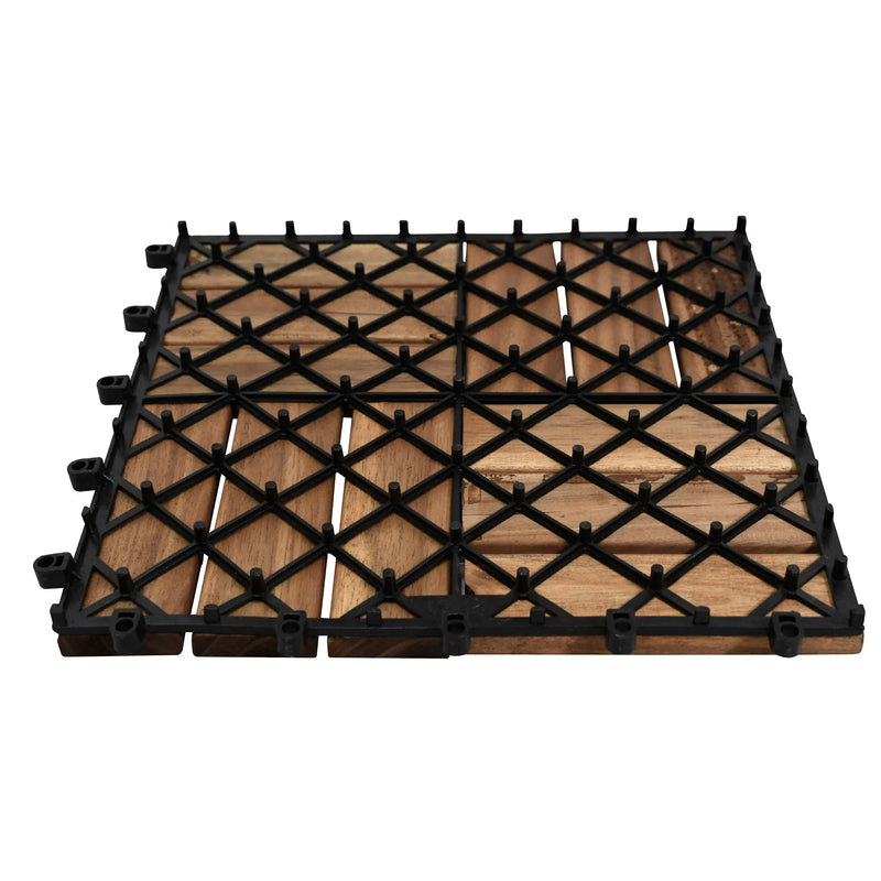 Cargue la imagen en el visor de la galería, Caja de 10 pz-Piso Modular de madera Acacia Color Teca-12slats-810 CasaEaster