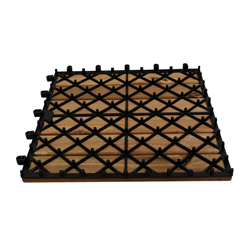Cargue la imagen en el visor de la galería, Caja de 10 pz-Piso Modular de madera Acacia Color Teca-6slats-810 CasaEaster