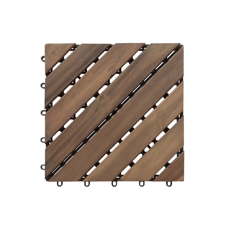 Cargue la imagen en el visor de la galería, Caja de 10 pz-Piso Modular de madera Acacia Color Teca -8slats-810 CasaEaster