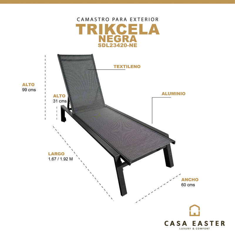 Cargue la imagen en el visor de la galería, Camastro Trikcela Negro - SDL23420-NE CasaEaster