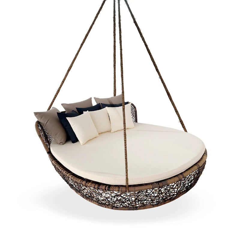 Cargue la imagen en el visor de la galería, Camastro de Ratan Redondo color Beige - TG0113 CasaEaster