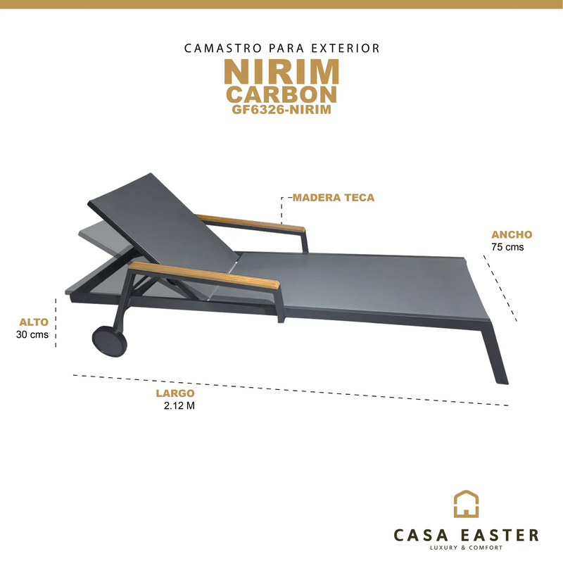 Cargue la imagen en el visor de la galería, Camastro para exterior Color Carbon-NIRIM -GF6326-NIRIM CasaEaster