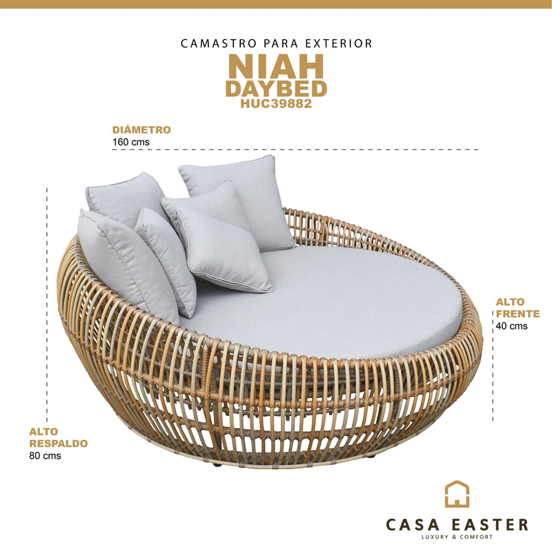 Cargue la imagen en el visor de la galería, Camastro para interior o exterior de rattan Color Blanco NIAH DAYBED-HUC39882 CasaEaster