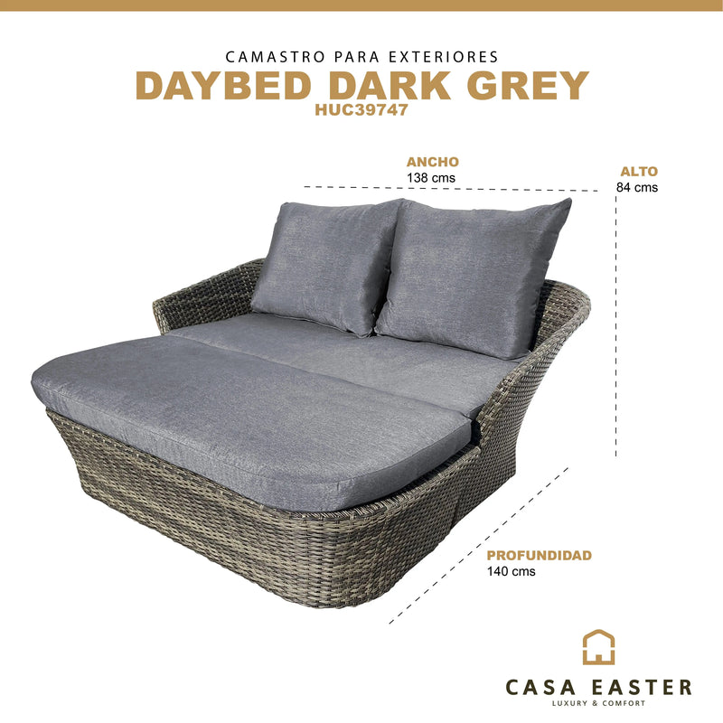Cargue la imagen en el visor de la galería, Camastro para interior o exterior de rattan Color Carbon DAYBED-HU39747