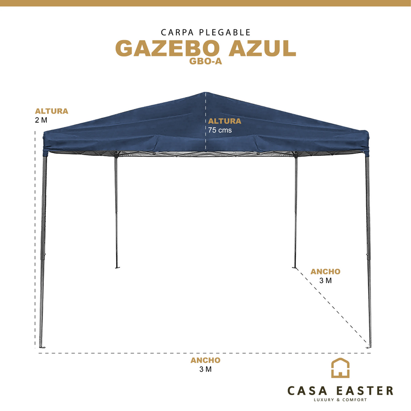 Cargue la imagen en el visor de la galería, Carpa Plegable para interior y exterior de Poliester Color Azul-GAZEBO-GBO-A CasaEaster