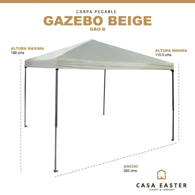Cargue la imagen en el visor de la galería, Carpa Plegable para interior y exterior de Poliester Color Beige-GAZEBO-GBO-B CasaEaster