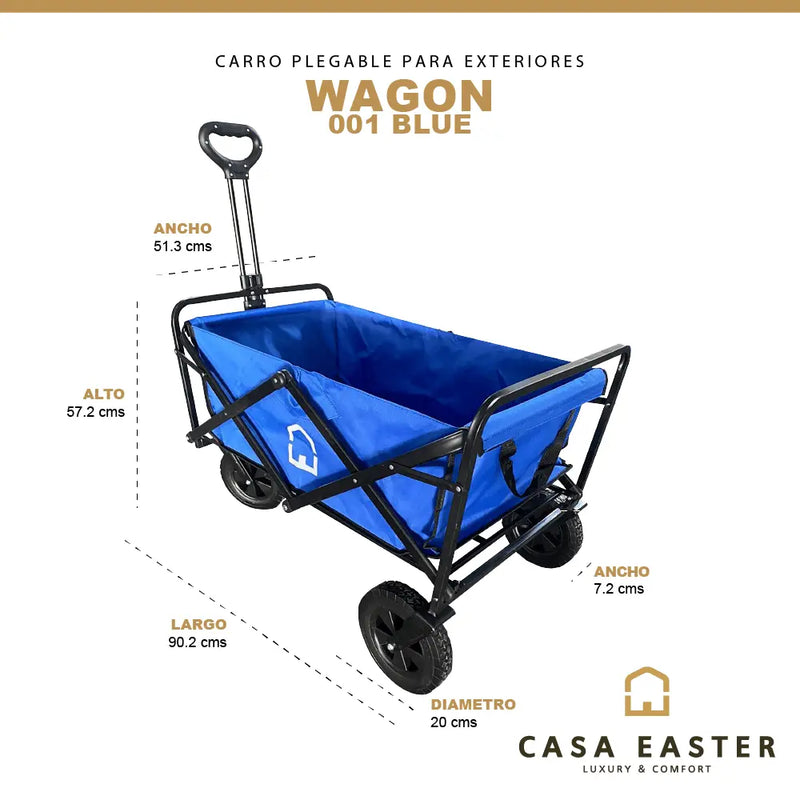 Cargue la imagen en el visor de la galería, Carrito plegable Azul, Vagón portátil de Gran Capacidad Para Exterior WAGON -WG-01B