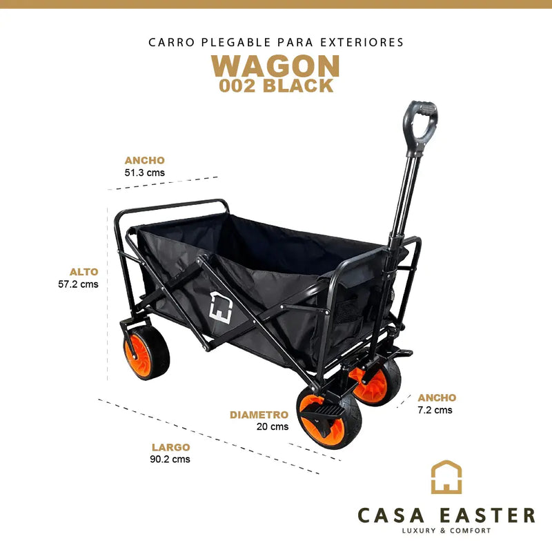 Cargue la imagen en el visor de la galería, Carrito plegable   Negro, Vagón portátil de Gran Capacidad Para Exterior WAGON -WG-02