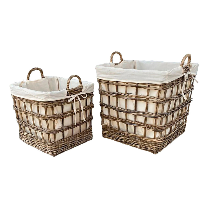 Cargue la imagen en el visor de la galería, Cestos Basket Cuadrados Juego de 2pz Color Natural CIREBON-31701CB